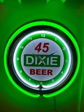 Dixie 45 New Orleans Beer Man Cave Green Neon Style Retro LED Clock Sign picture