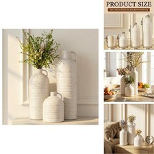 Firehold Ceramic Vase Set of 3 w/Handles - White picture