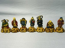 Vintage Japanese Seven Lucky Gods Shichifukujin Set 7 Numbered Hand Painted picture