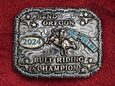 RODEO☆X~TREME☆2024☆Mega Bull Riding CHAMPION TROPHY BUCKLE☆Bend Oregon☆Rare☆W33 picture