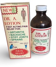 Vintage Dr A Lotion Bottle Box Apothecary Pain Relief Pharmacy Set Advertisement picture