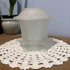 Vintage 1970-1980’s Homco Frosted Clear Satin Glass Pagoda Fairy Lamp Light picture