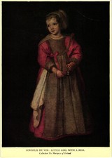 Little Girl with a Bell Cornelis De Vos Postcard Unposted The Marques of Zetland picture