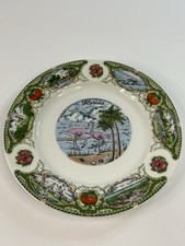 Vintage Florida Souvenir Plate Flamingos Beach Goldfarb Fischer Japan 7.5” picture