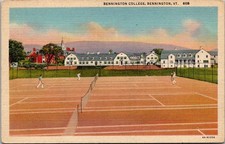 Bennington Vermont VT College Tennis Courts 1930s Linen Postcard picture