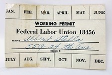 Rare Vintage United States Federal Labor Union Workers Working Permit Card J21 picture