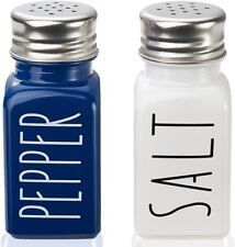 Farmhouse Salt And Pepper Shakers Set,Kitchen Decor,Glass Blue Salt And Pepper S picture