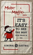 Vintage 1960’s Mr. Magoo GE General Electric Light Bulb Advertising KitchenTowel picture