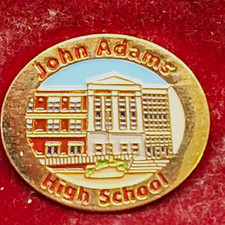 VINTAGE JOHN ADAMS HIGH SCHOOL COLLECTIBLE LAPEL PIN w/ RED POUCH picture