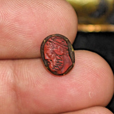Rare Ancient Middle Eastern Stone Intaglio Seal Depicting Bearded Figurine picture