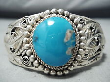 FANNIE PLATERO NAVAJO TURQUOISE MOUNTAIN TURQUOISE STERLING SILVER BRACELET picture