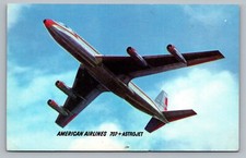 American Airlines 707 Astrojet c1952 Airplane Jetliner Astro Jet Postcard Vtg F4 picture