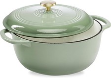 7.5Qt Enamel Cast Iron Dutch Oven Pre-Seasoned Cookware Oven Safe Lid Sage Green picture