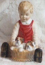 Vtg PARAGON England Fine China BOY with PUPPIES Red 