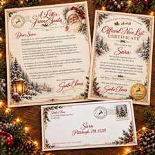 Custom Letter From Santa & Nice List Certificate Personalized North Pole Mail picture