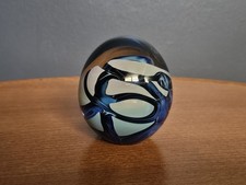 Vtg 1989 Robert Eickholt Signed Blue Ocean Sea Studio Art Glass Paperweight 2.75 picture