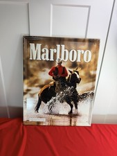 Vtg Marlboro Country Embossed Metal Sign Cowboy Horse Tobacco Advertising 24x18 picture