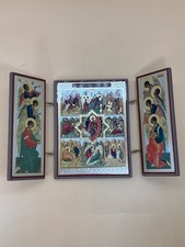 Nativity Triptych Orthodox Icon Archangels Xmas Decor. Religious. Birth Chris. picture
