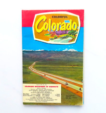 Colorful Colorado Map Vintage 1953 Folding Road Trip Paper Ephemera Travel US picture