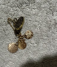 Vintage CAMPUS Dangle Pin Gold Tone Safety Pin Charms 1920s-1950s College  picture