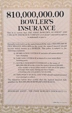 VTG 1990 MIKE ST. LAWRENCE BOWLERS INSURANCE POLICY Blank Novelty Lot Of 11 RARE picture