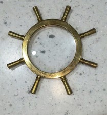 Vintage Solid Brass Ship's Wheel Desk Magnifier Paperweight Nautical Maritime picture