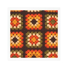Vintage 70s Granny Square Blanket Magnet | Retro Crochet Decor picture