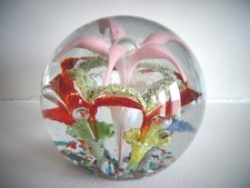 Antique MILLVILLE RAVENNA LILY MAGNUM Art Glass PAPERWEIGHT 4 Layer Sparkling picture