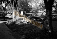 Vtg 120 B&W Negative Classic Car On Street  N-1442 picture