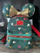 Loungefly Disney Parks Mickey Mouse AOP Holiday Lights Mini Backpack And Ears picture