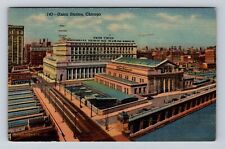 Chicago IL- Illinois, Union Station, Aerial, Antique, Vintage c1953 Postcard picture