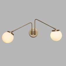 Mid Century Double Glass Globe Wall Sconce Ceiling Lamp Light Modern Low Bathroo picture
