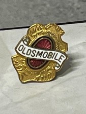 Vintage Oldsmobile Emblem Enamel Lapel Pin Gold Red White Automotive Memorabilia picture