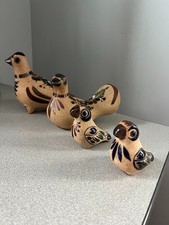 VTG Netzi Mexico Tonala Pottery Bird Figurine Family Set picture