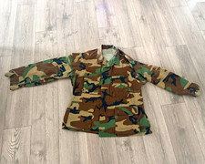 Vintage 1991 USGI M81 Woodland Camo BDU Coat Large Short US Army Military picture