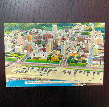 Bluff City News Co. Memphis TN Skyline Mississippi River Linen Postcard Unposted picture