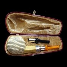 XL Silver Spigot Fancy Golfball Pipe  New block Meerschaum Handmade  Case#1138 picture