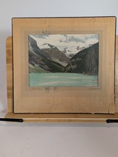 Vintage Hand Colored Photograph Lake Louise Fred Spalding, Autographed  picture