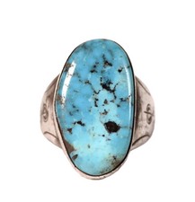 Navajo Sterling Silver and  High Grade Natural  Kingman Turquoise Stone setting picture