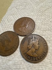 3 Coins, Caribianbterritories,2 Cents, Large Bronze , In Fine Condition picture