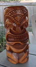 Hawaiian Hand Carved Wood Tiki Totem Statue Figurine Wooden Carving 8.5