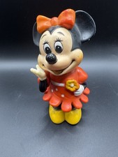 Vintage Walt Disney Productions Poseable Minnie Mouse Bank Plastic W/ Stopper 6” picture