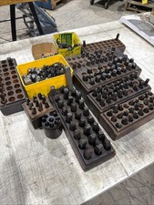 Vintage Lot Of metal stamp number and letter punch sets 3/8”,1/2”1/4” Wooden Box picture