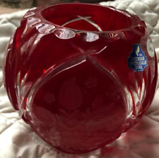 Russian Crystal Cut Glass Vase - Gus Khrustalny - Ruby Red PbO 24%. picture