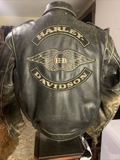 Harley Davidson Motocruise Leather Motorcycle Riding Jacket Winged Back Patch XL picture