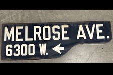 Vintage MELROSE AVE Los Angeles Porcelain SHOTGUN Street Sign picture