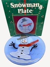 Cracker Barrel Snowman Plate Christmas 11.5