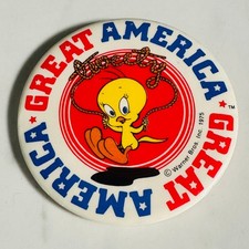 Vtg 1975 Great America Amusement Park Tweety Bird Souvenir Pin Button - Looney picture