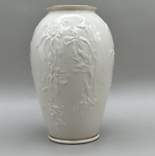 LENOX Masterpiece Collection Vintage Vase Embossed Iris Ivory Gold Trim USA picture