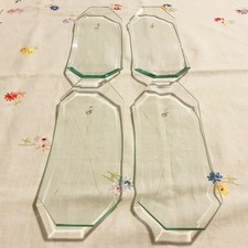 4 Vintage MCM Star Pattern Clear Glass Curved Chandelier Panel Starburst Design picture